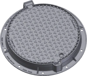 Poklop bez odvětrání v litinovém rámu s patkou neodvětraný logo ŘSD